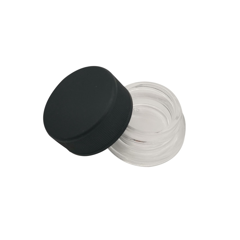 Black lid 5ml 5g containers concentrate glass jars with child proof cap