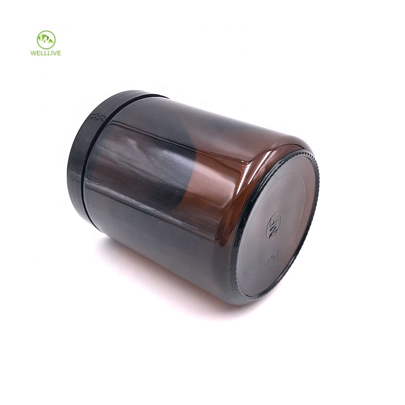 Black lid gasket 30g 50g 100g amber glass jar empty container for cosmetic packaging