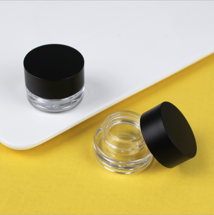 Black matte swivel lid transparent bottom monochrome eye shadow cream box lip mask box lip balm box travel bottle