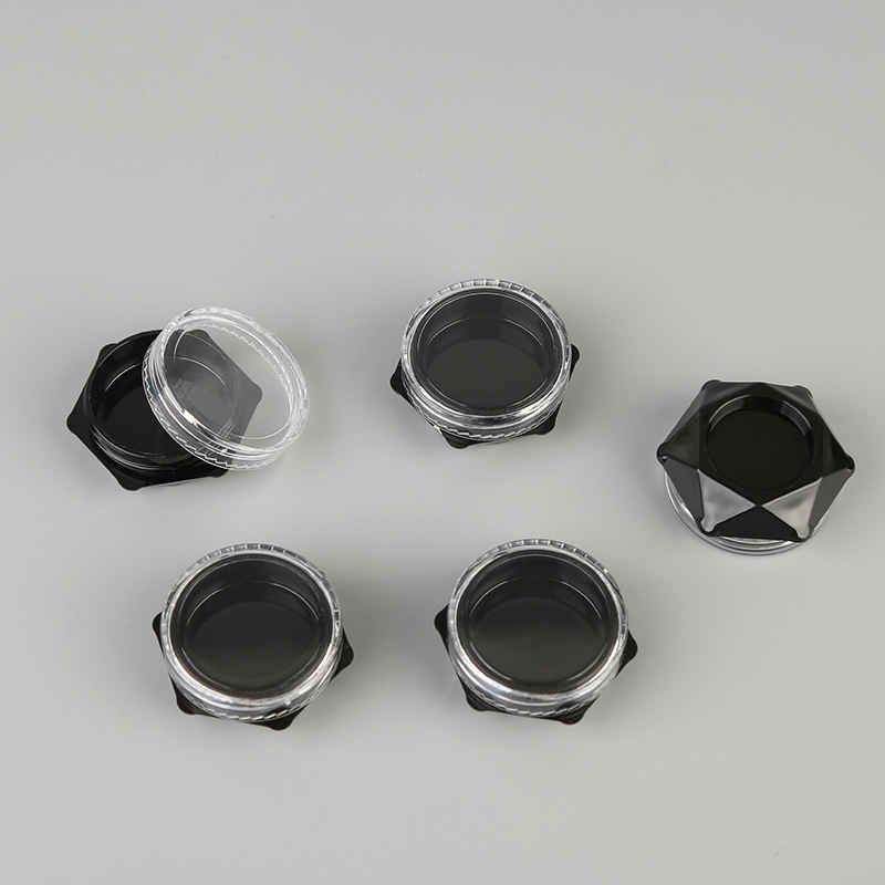 Black plastic 3g empty loose powder Cream lotion Eye shadow nail polish cosmetic jars