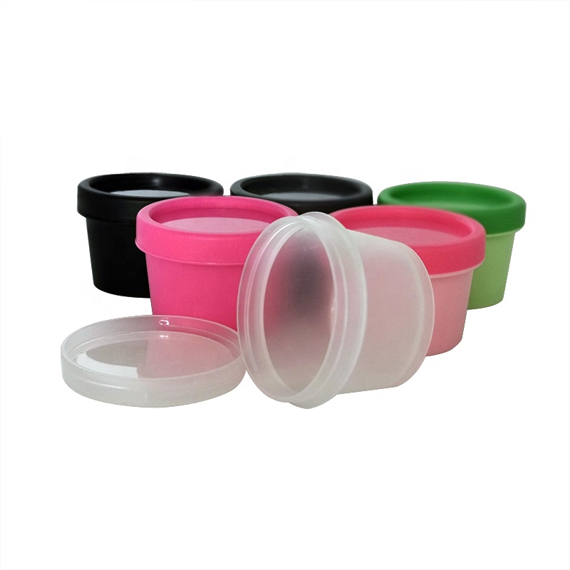 Black round colorful eco friendly 50g 100g 200g face cream pot cosmetic pp plastic jar wholesale