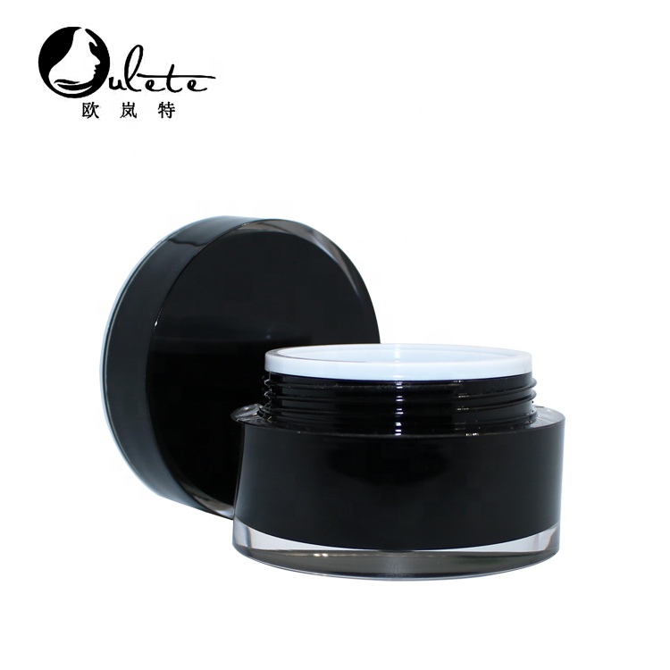 Black round cosmetic 20g 30g jar acrylic cream jar container 1 oz jar with silver line