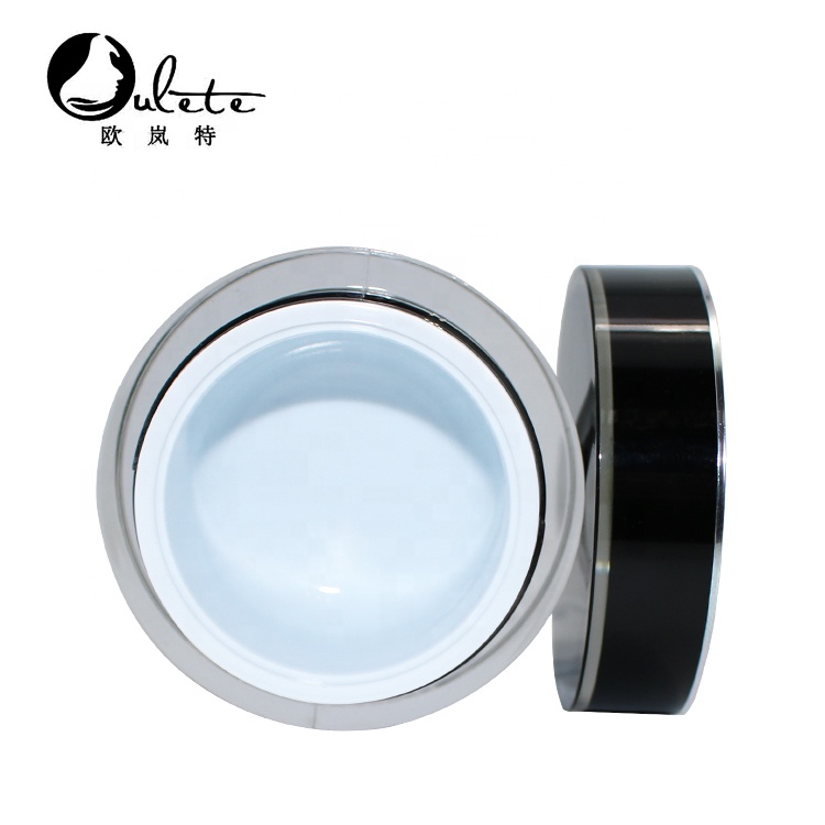 Black round cosmetic 20g 30g jar acrylic cream jar container 1 oz jar with silver line