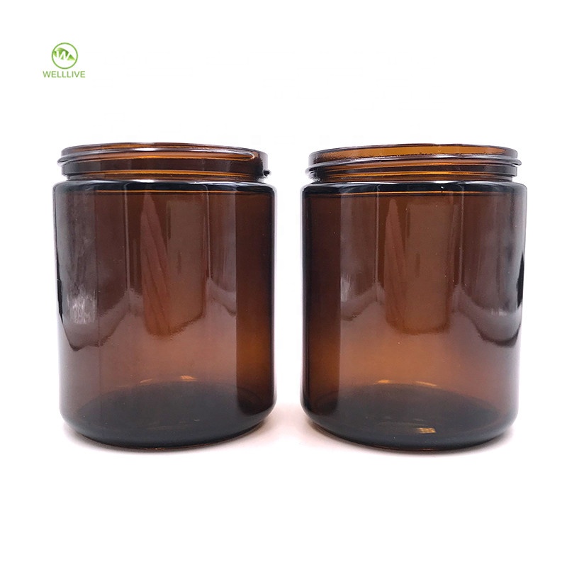 Black screw cap 100g 100ml round amber color glass jar for skin care cream
