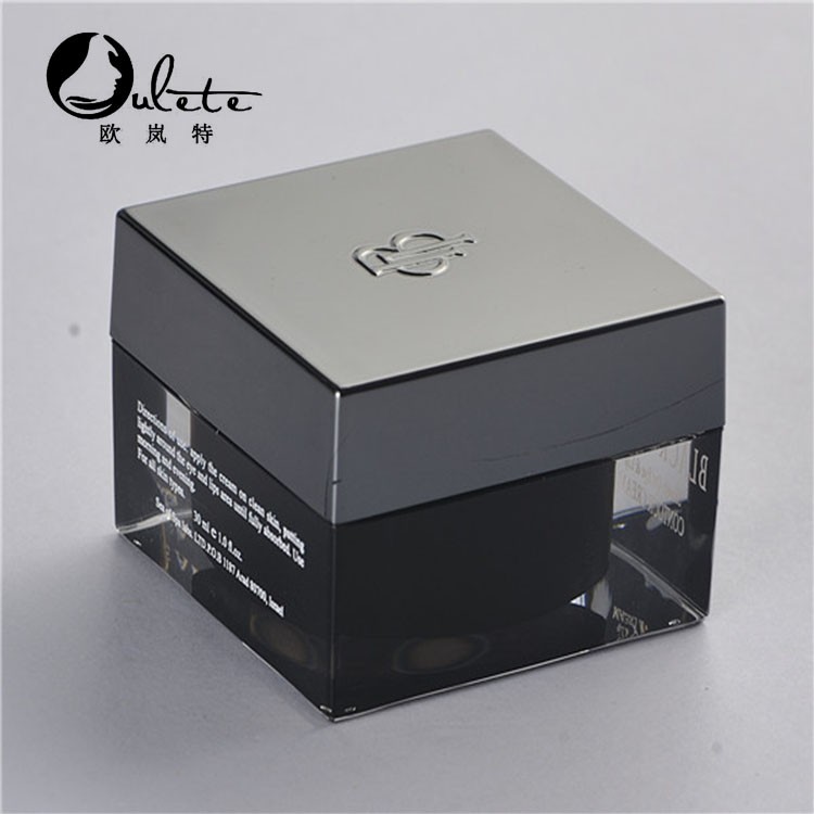 Black square cream jar 15g 30g 50g 75g empty luxury cosmetic jar for skin care