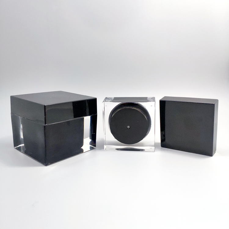 Black square cream jar 15g 30g 50g 75g empty luxury cosmetic jar for skin care
