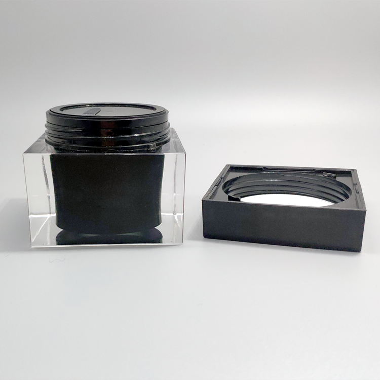 Black square cream jar 15g 30g 50g 75g empty luxury cosmetic jar for skin care