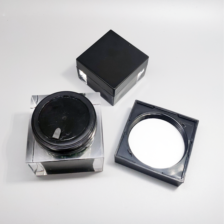 Black square cream jar 15g 30g 50g 75g empty luxury cosmetic jar for skin care