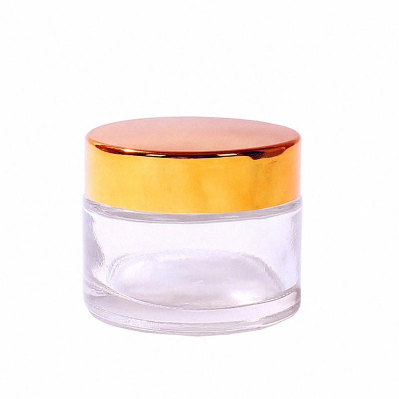 Black top round cosmetic wide mouth glass jar fancy cosmetic jars for shea butter
