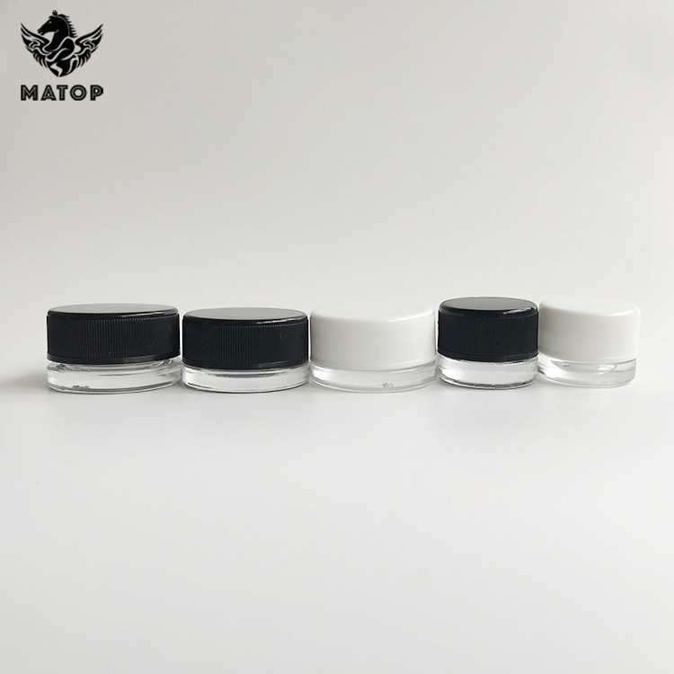 Black white glass 5ml child resistant jar for cosmetic Cream