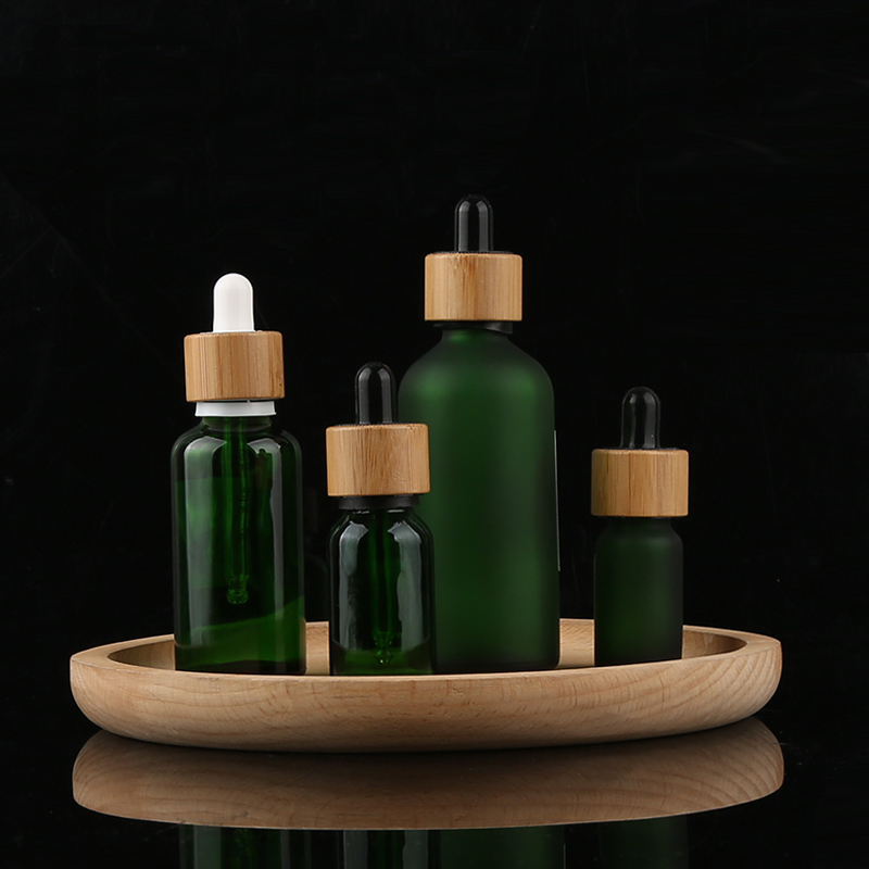 Blue Amber Matte white green colors Essential Oil Bottle Frosted Glass Dropper Bottles with Bamb Pump