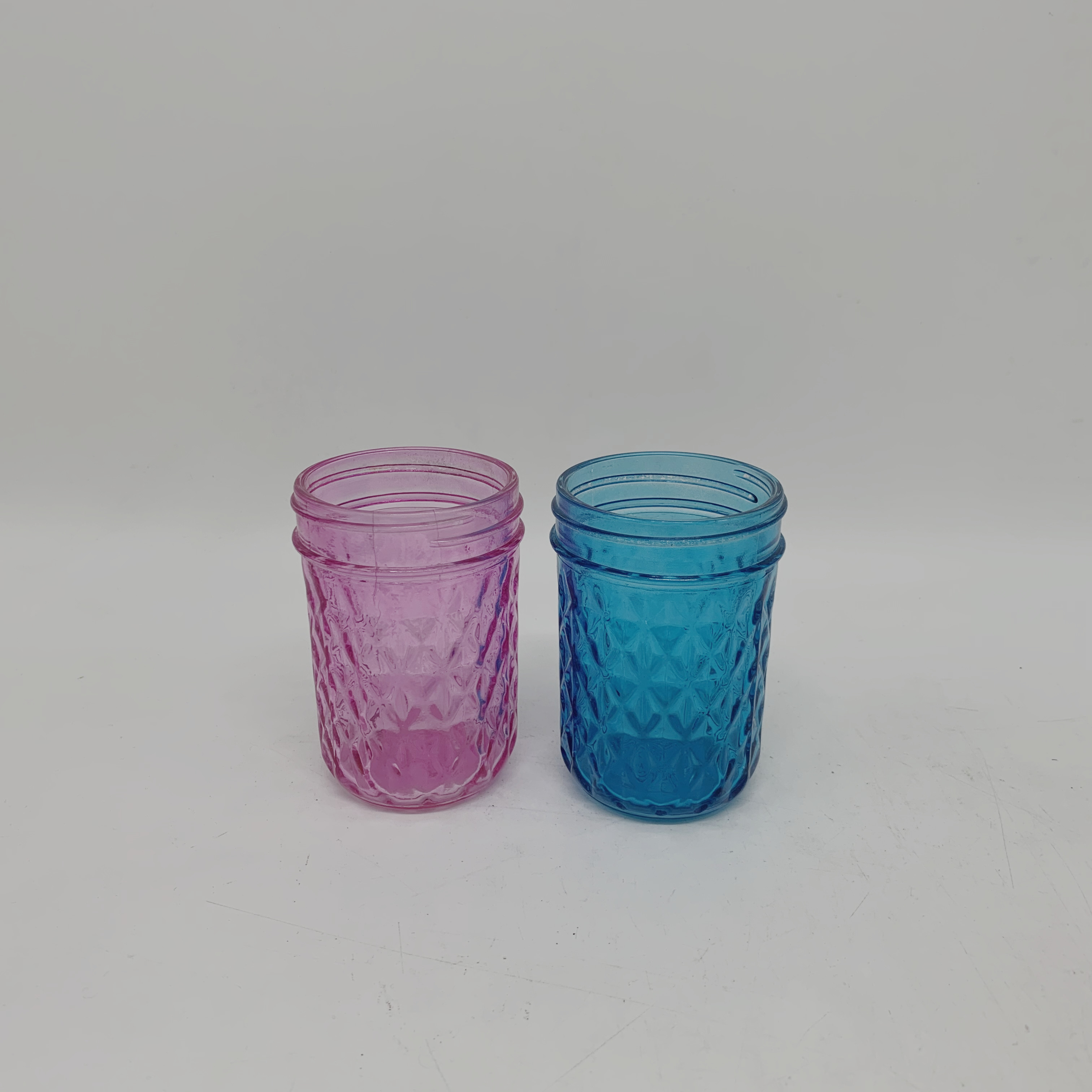 Blue/Pink Vide Rouge Bouteille en verre de bougie avec couvercle 4oz