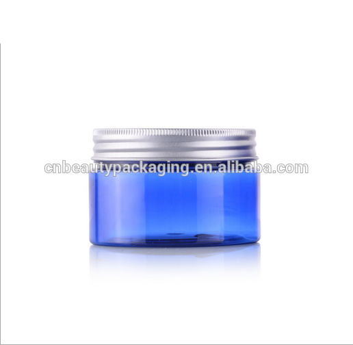 Blue Plastic Cream Jar With Aluminium Screw Cap