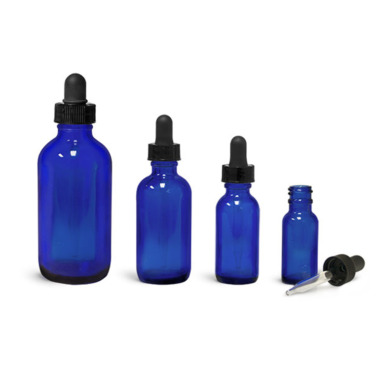 Blue Tincture Bottles Glass Liquid Container Pipette Bottle Manufacturer