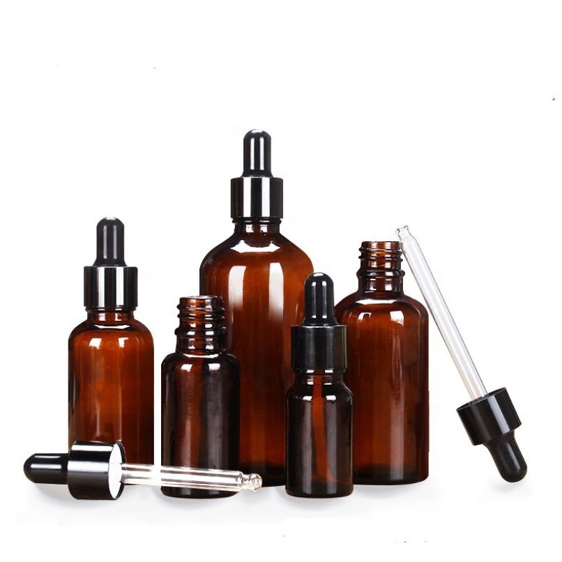 Blue Yellow Green Clear cosmetic oil packaging Glass Dropper Bottle 10 ml With Silver Gold Cap