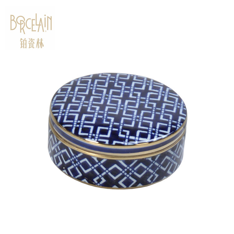 Blue ceramic porcelain ginger jar