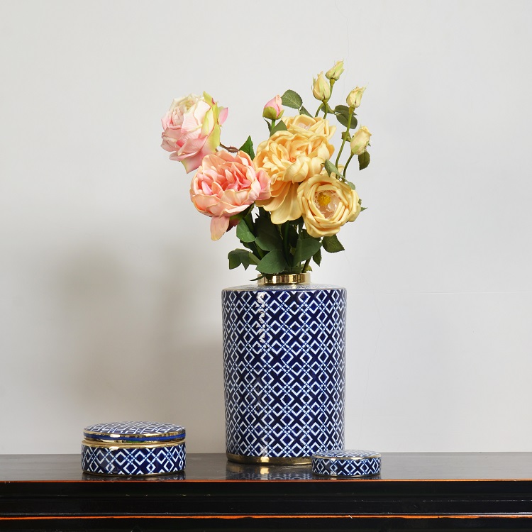 Blue ceramic porcelain ginger jar