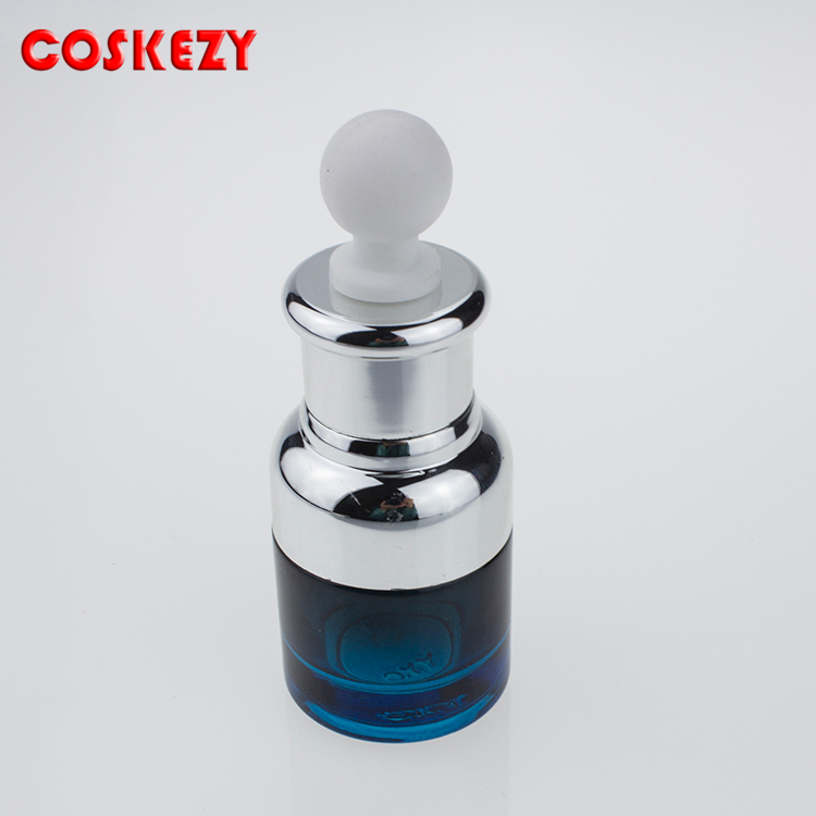 Blue glass cosmetic bottle, wholesale 20ml 50ml white rubber dropper bottle essential oils and dropper bottles for e liquid