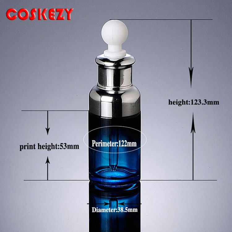 Blue glass cosmetic bottle, wholesale 20ml 50ml white rubber dropper bottle essential oils and dropper bottles for e liquid
