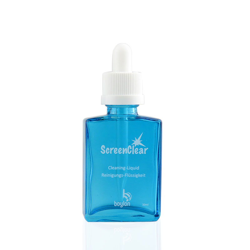 Blue rectangular glass dropper bottle 30 ml with childproof cap