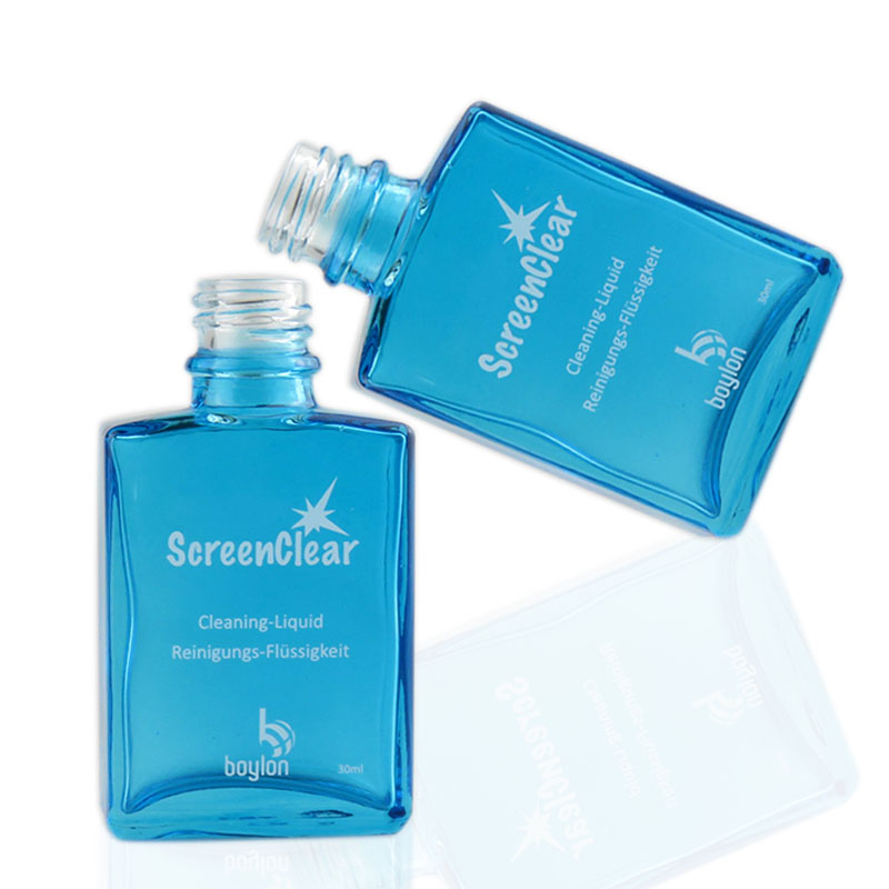 Blue rectangular glass dropper bottle 30 ml with childproof cap
