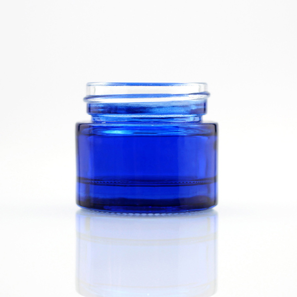 Blue round cosmetic jar 100g cream jar packaging childproof glass jar for face cream