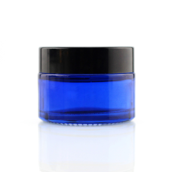 Blue round cosmetic jar 100g cream jar packaging childproof glass jar for face cream