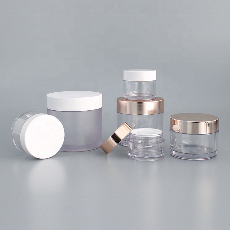 Body Lip Scrub PET Frosted Cosmetics Jar 1oz 1.7oz 3oz 5oz 6oz 8oz Cosmetic Empty Cream Packaging with Shiny Rose Gold Cap