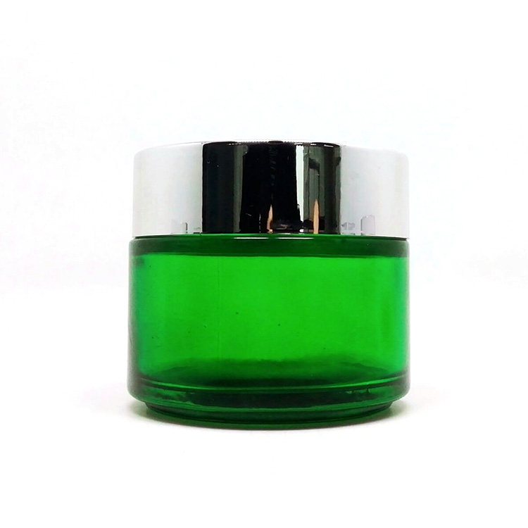 Body butter container 100ml green candle glass cosmetic jar with sliver lid