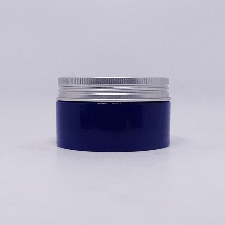 Body butter containers Blue translucent Round 4oz PET Cosmetic Plastic Jar With Black Aluminum Lid