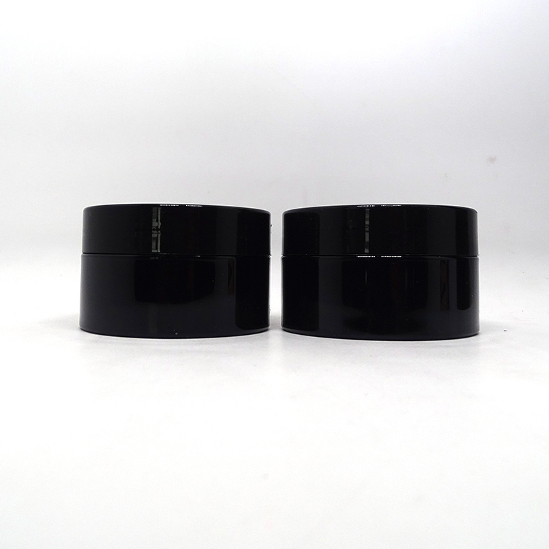 Body butter containers round 12oz black plastic jar with black cap