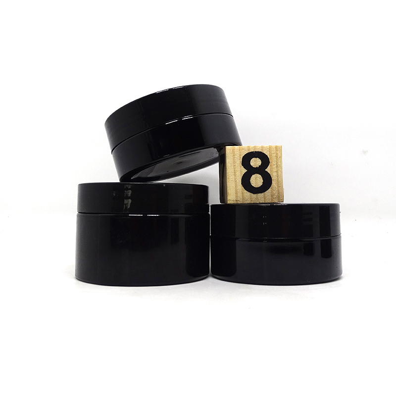 Body butter containers round 12oz black plastic jar with black cap