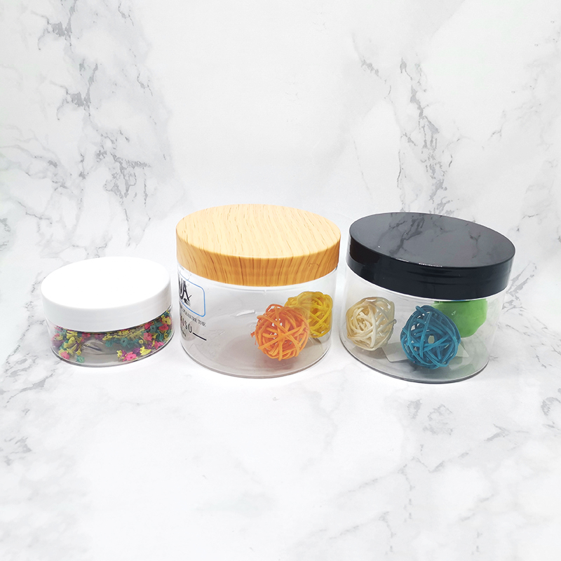 Body butter cream container wood printing lid frosted cosmetic jars plastic 200ml