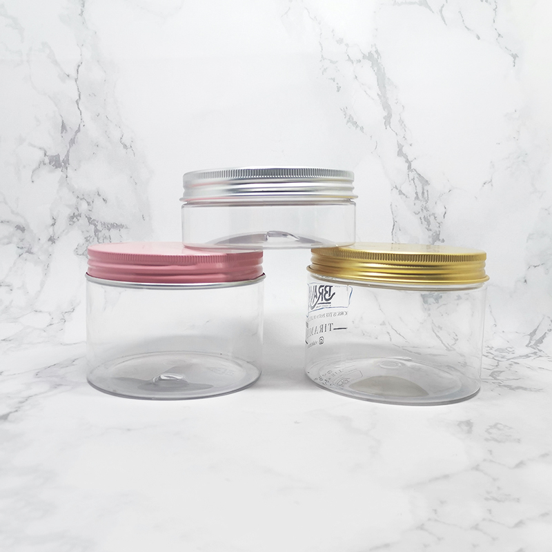 Body butter scrub Packing Cosmetic Pomade Plastic Jar with silver lids