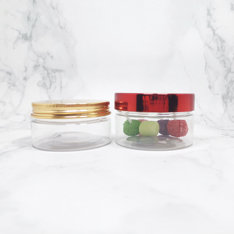 Body butter scrub Packing Cosmetic Pomade Plastic Jar with silver lids