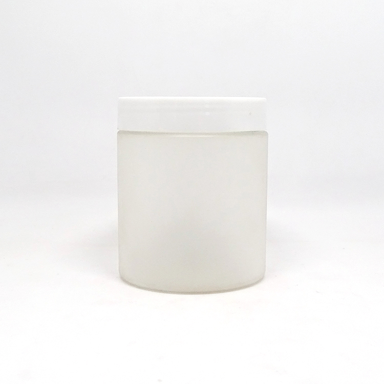 Body creme container 8oz clear frosted cosmetic jar 250g with white top