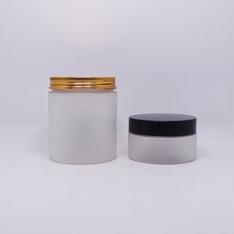 Body creme container 8oz clear frosted cosmetic jar 250g with white top