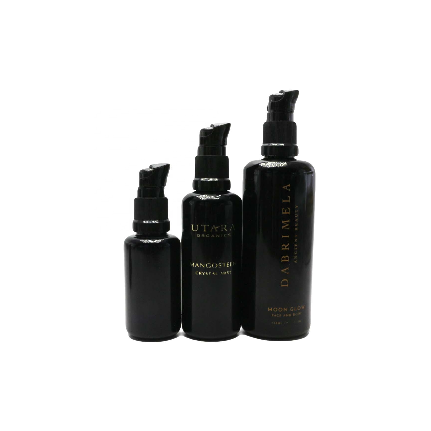 Body lotion black 30ml 50ml 100ml dark violet glass lotion bottle with pump VJ-CC260