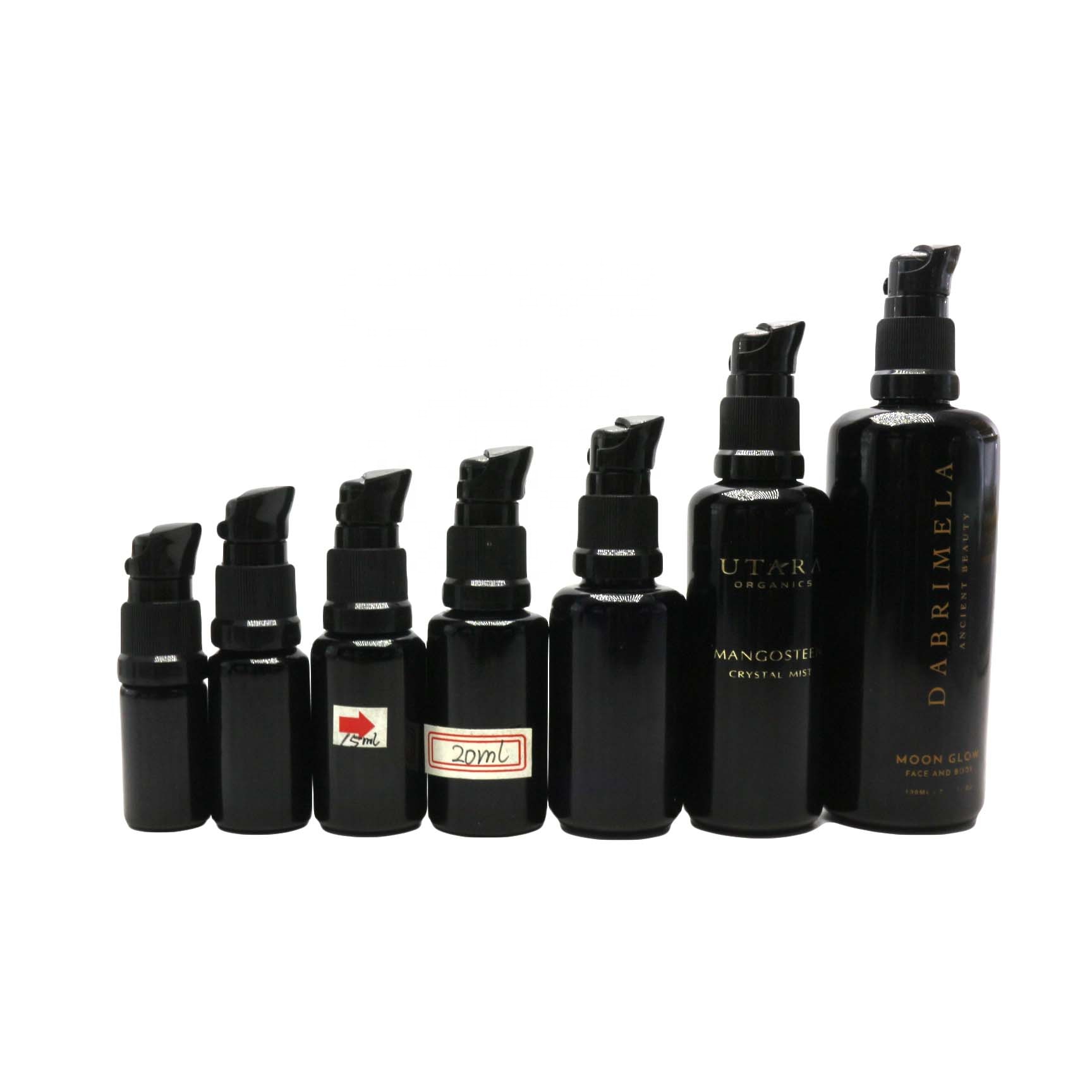 Body lotion black 30ml 50ml 100ml dark violet glass lotion bottle with pump VJ-CC260