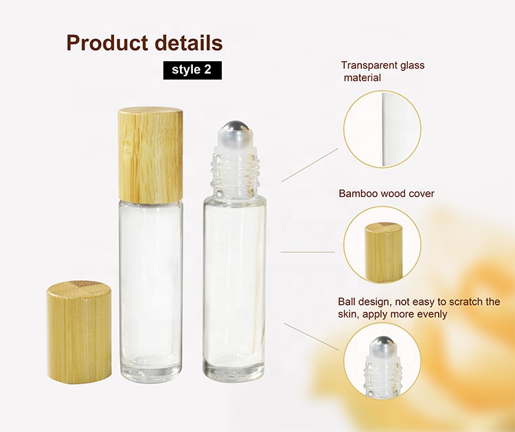 Body oil frangrance10ml frosted light pink frosted amber glass cosmetic roller bottle 10ml with bamboo lid