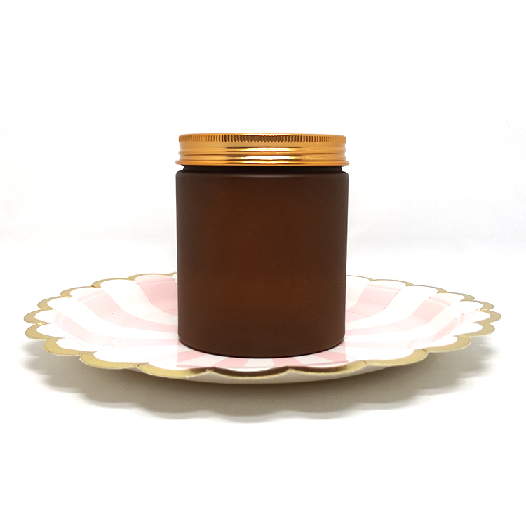 Body scrub container matte brown amber frosted 8oz PET plastic cosmetic cream jar 250ml