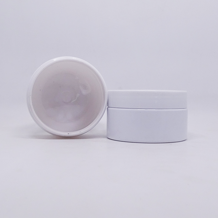 Body scrub containers 100 ml white plastic pet wide mouth jar with silver metal lids