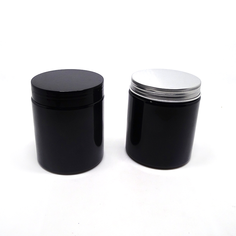 Body scrub cream container 250ml black plastic cosmetic jar with screw top lid