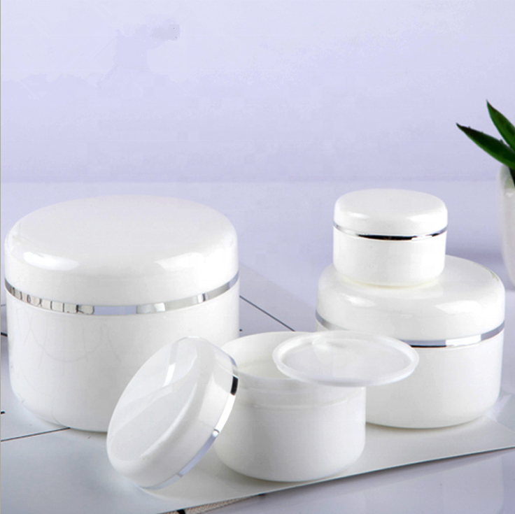 Body scrub cream container 250ml white plastic cosmetic jar with screw top lid