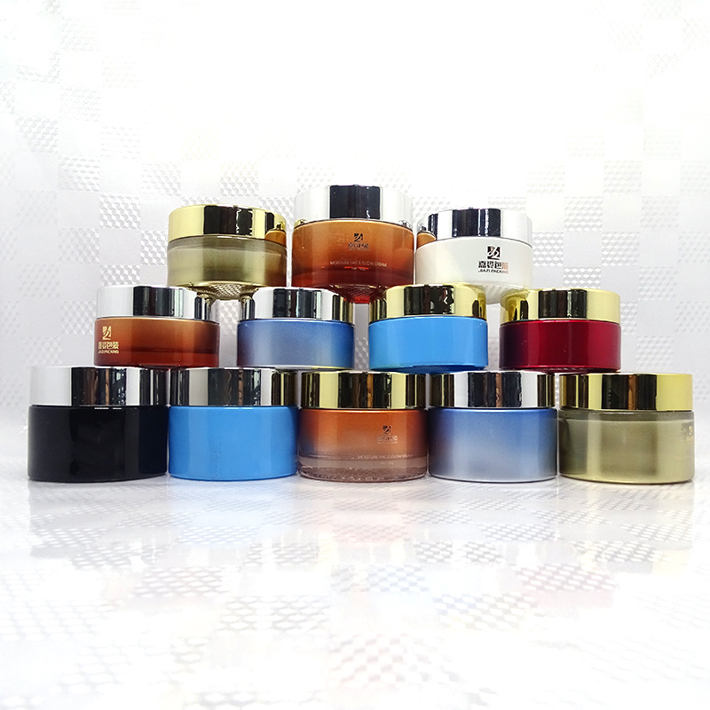 Body scrub cream container  glass cosmetic jar with screw top lid for peanut butter