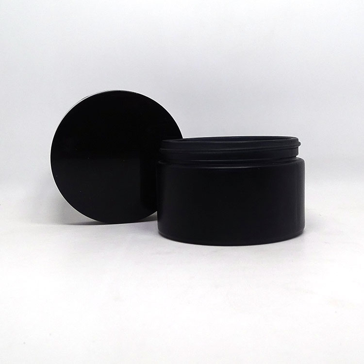 Body scrub creme packaging 200ml clear black hair pomade glass cosmetics jar with lids