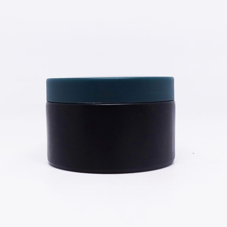 Body scrub creme packaging 200ml clear black hair pomade glass cosmetics jar with lids