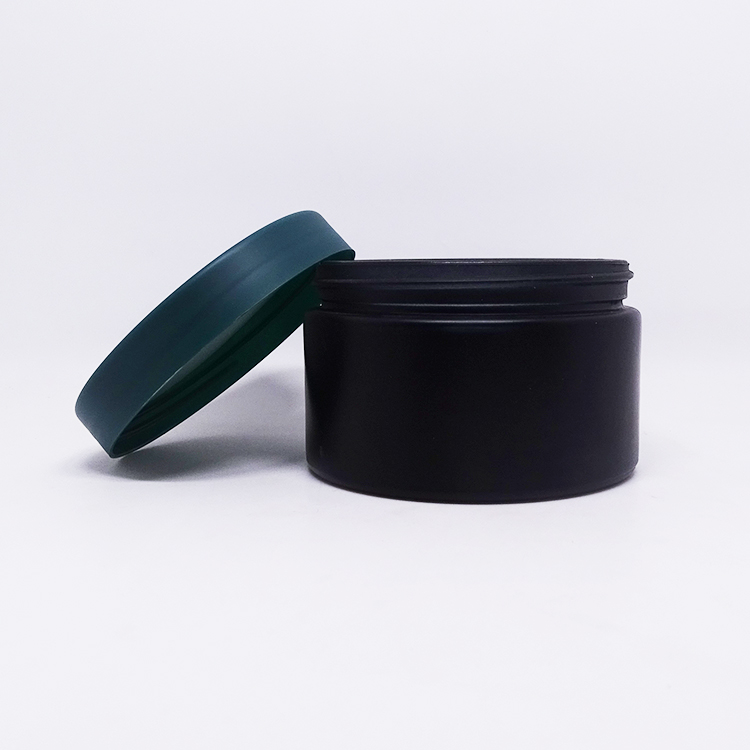 Body scrub creme packaging 200ml clear black hair pomade glass cosmetics jar with lids