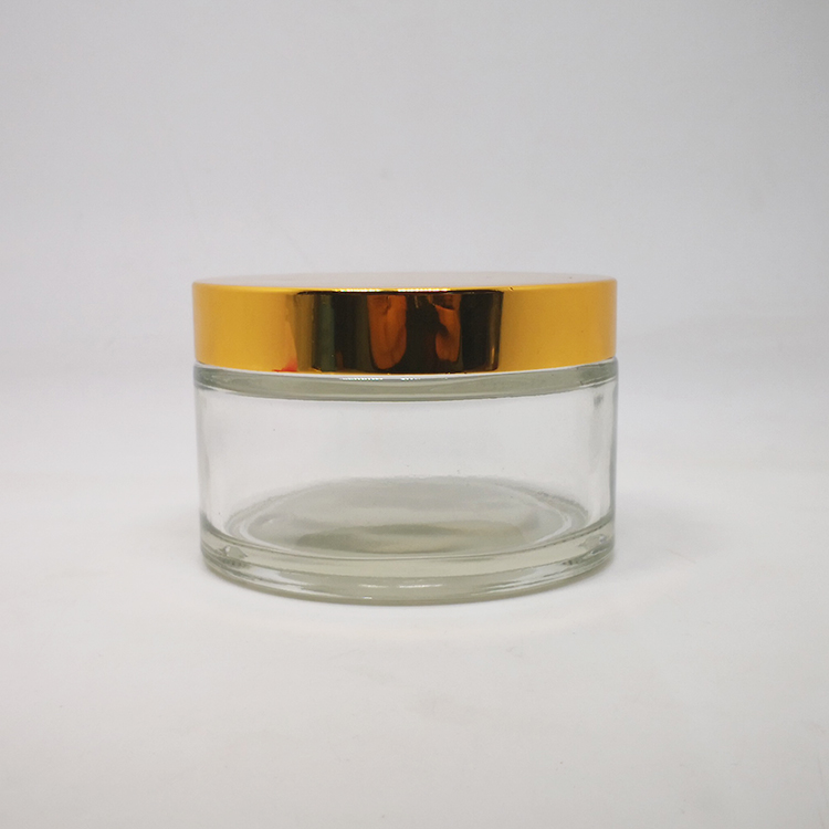 Body scrub creme packaging 200ml clear black hair pomade glass cosmetics jar with lids