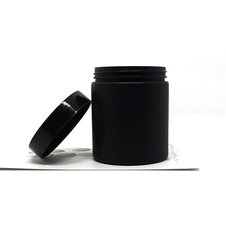 Body shea butter container 8oz black frosted PET plastic jars with screw top lids